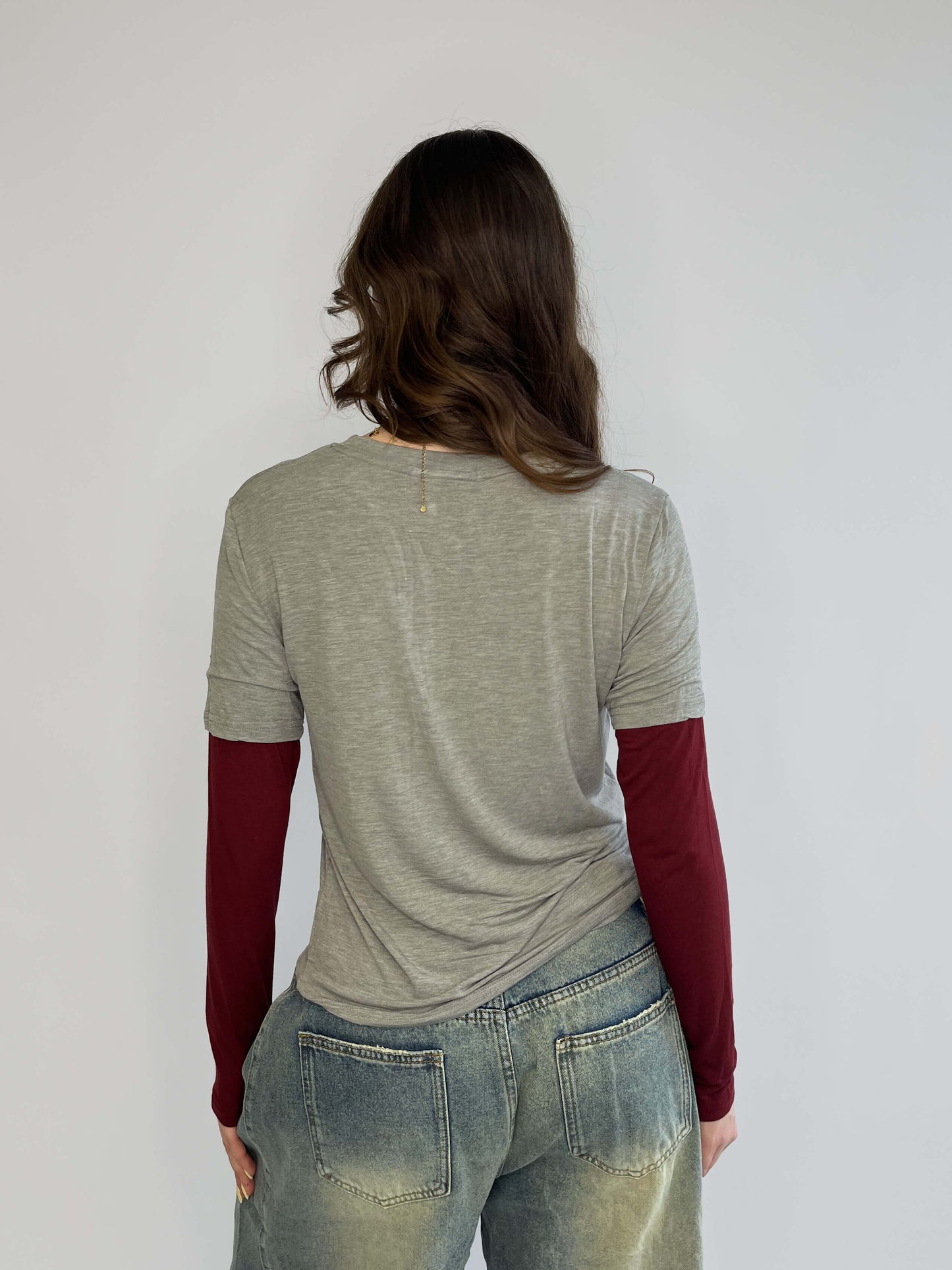 Macy Longsleeve - Grijs/Rood