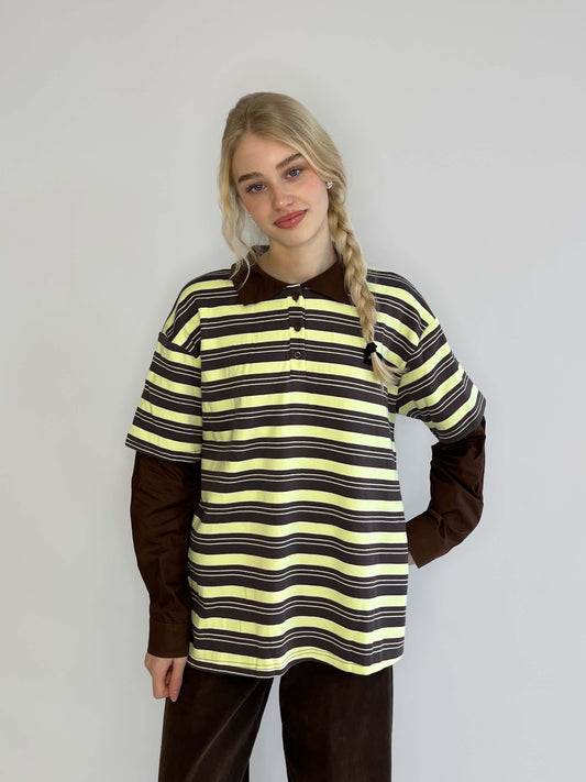 Xena Longsleeve - Bruin/Geel