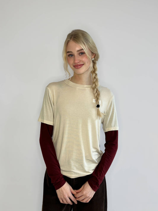 Macy Longsleeve - Beige/Rood