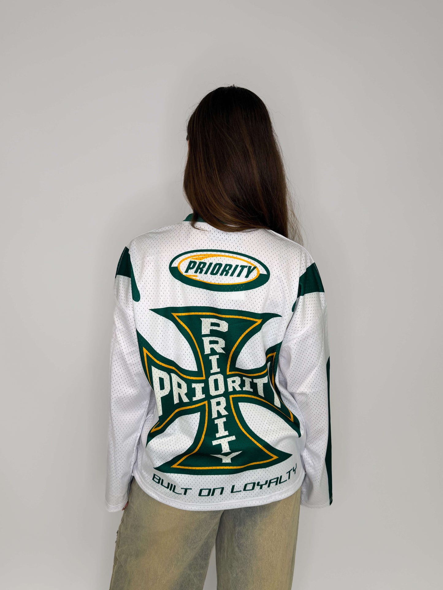 Lexi Priority Jersey Longsleeve- Green/White