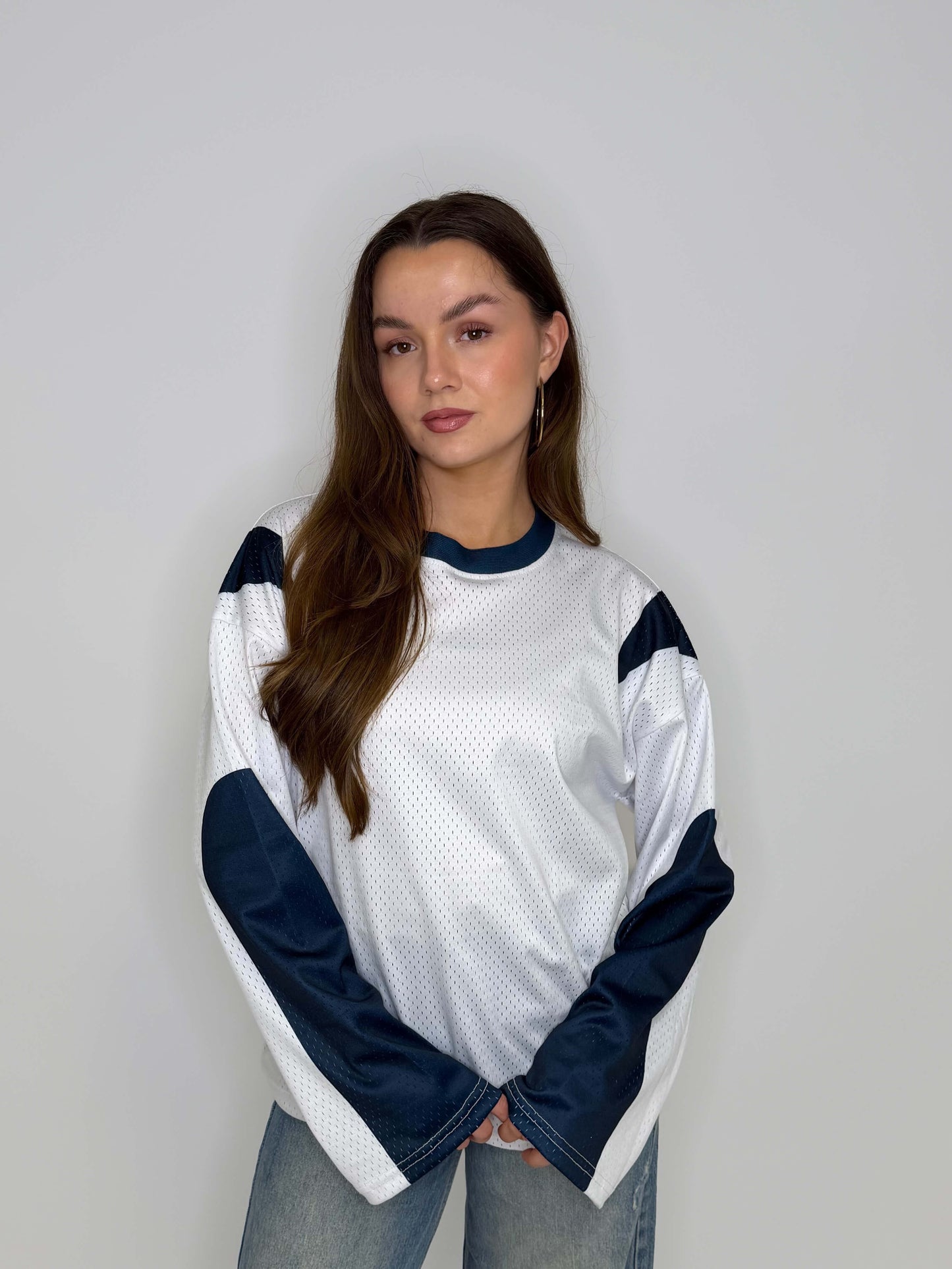 Lexi Priority Jersey Longsleeve- Blue/White