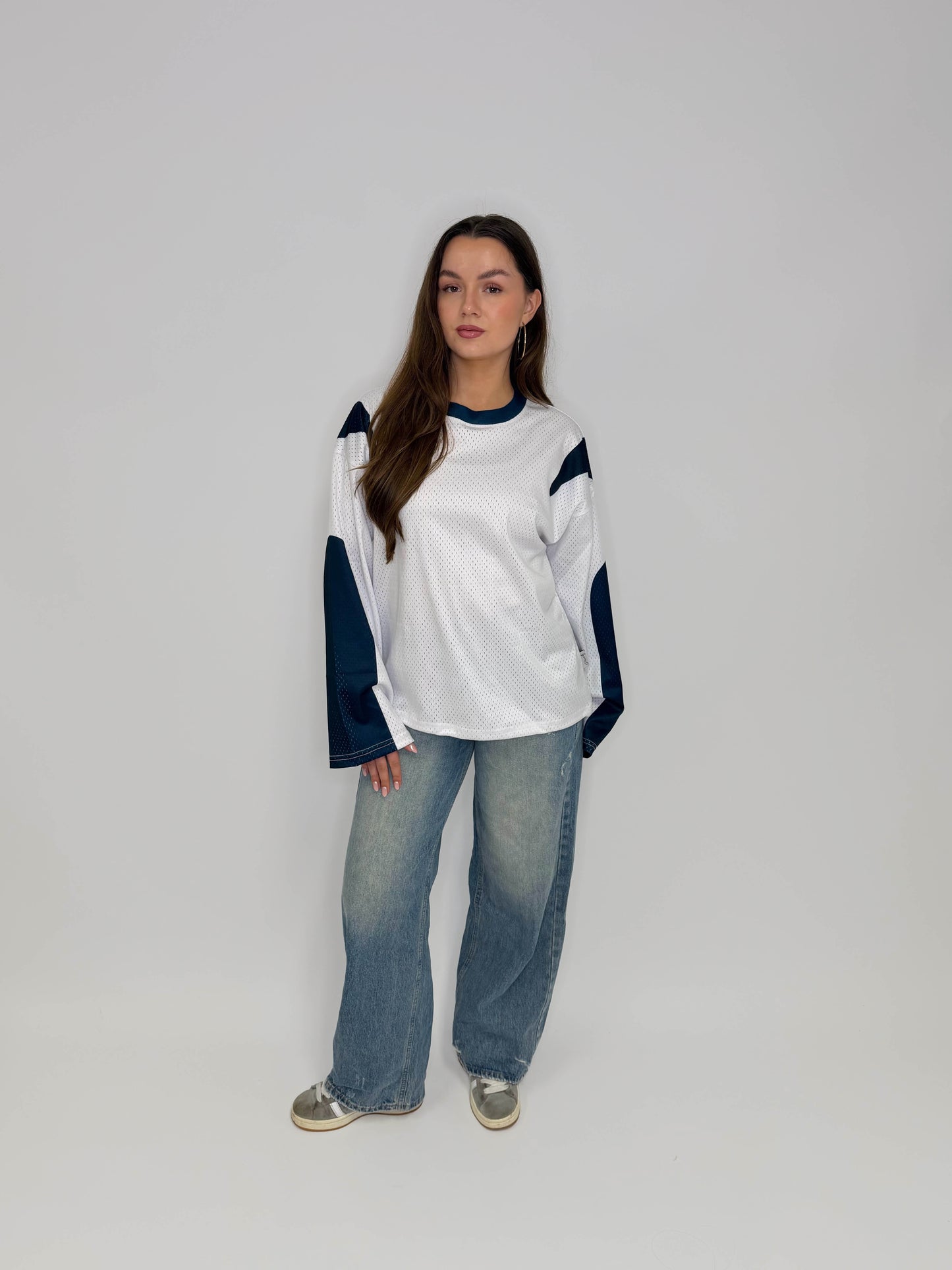 Lexi Priority Jersey Longsleeve- Blue/White