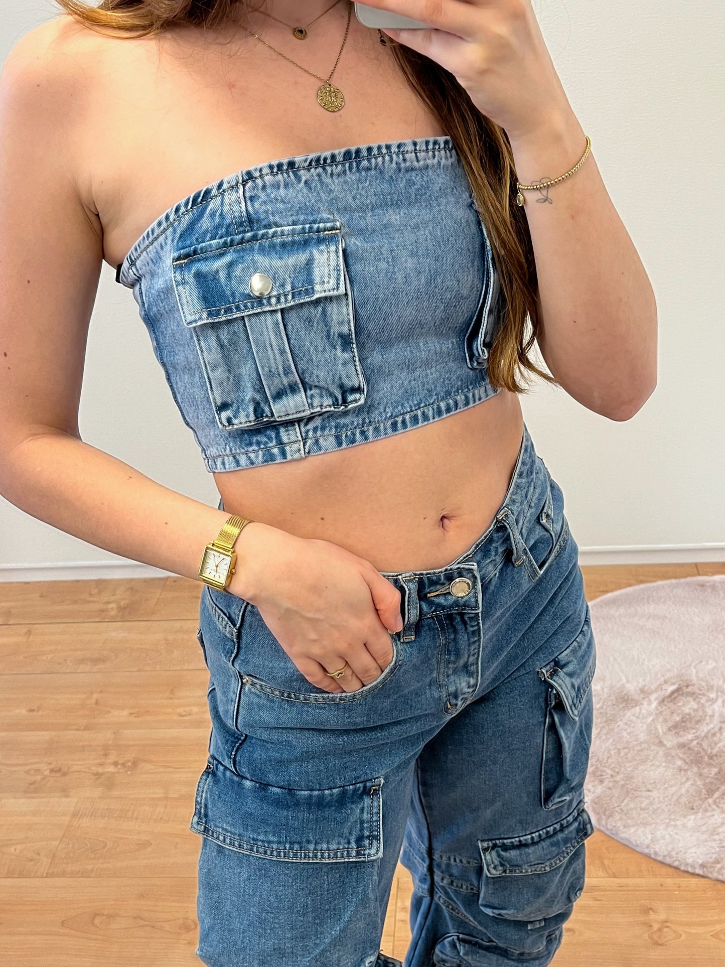 Noé Cargo top - Denim